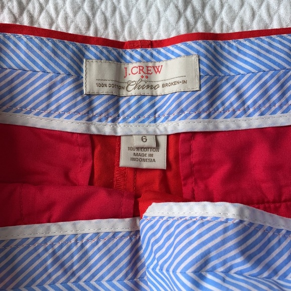 VIBRANT RED J CREW CHINO SHORTS - Picture 2 of 3